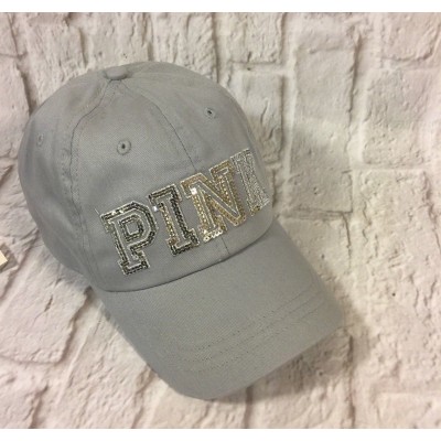 Victoria's Secret Pink 's Gray SEQUIN Baseball Cap Hat One Size FAST SHIP  eb-58314145